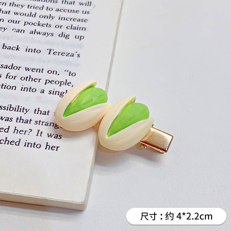 Wholesale Fun Simulation Pistachio Pan Food Play Hairpin